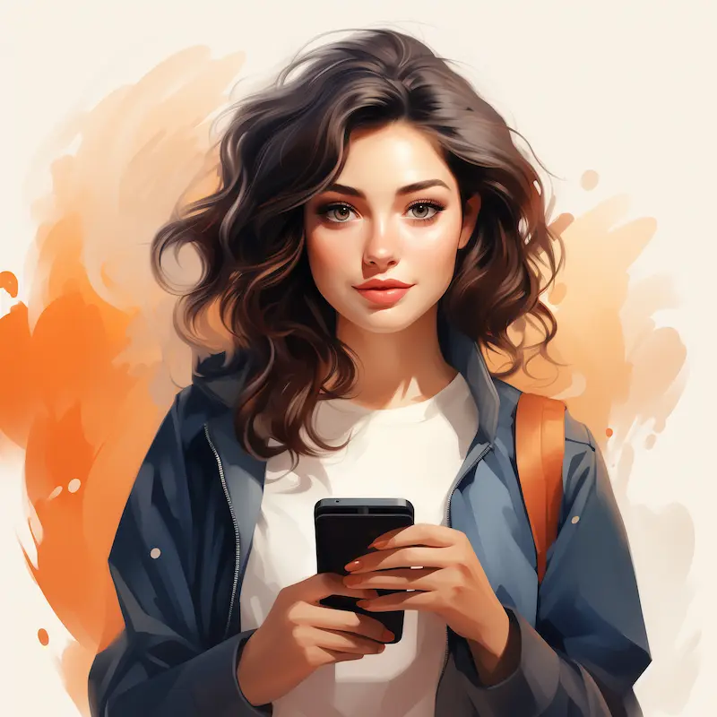 Woman with smartphone illustration