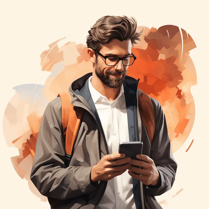 Man with smartphone illustration